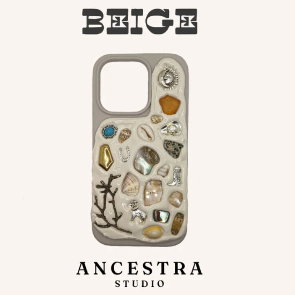 iPhone 15 Case Handmade Decoden Desert Summer Mosaic Vintage Trinket S